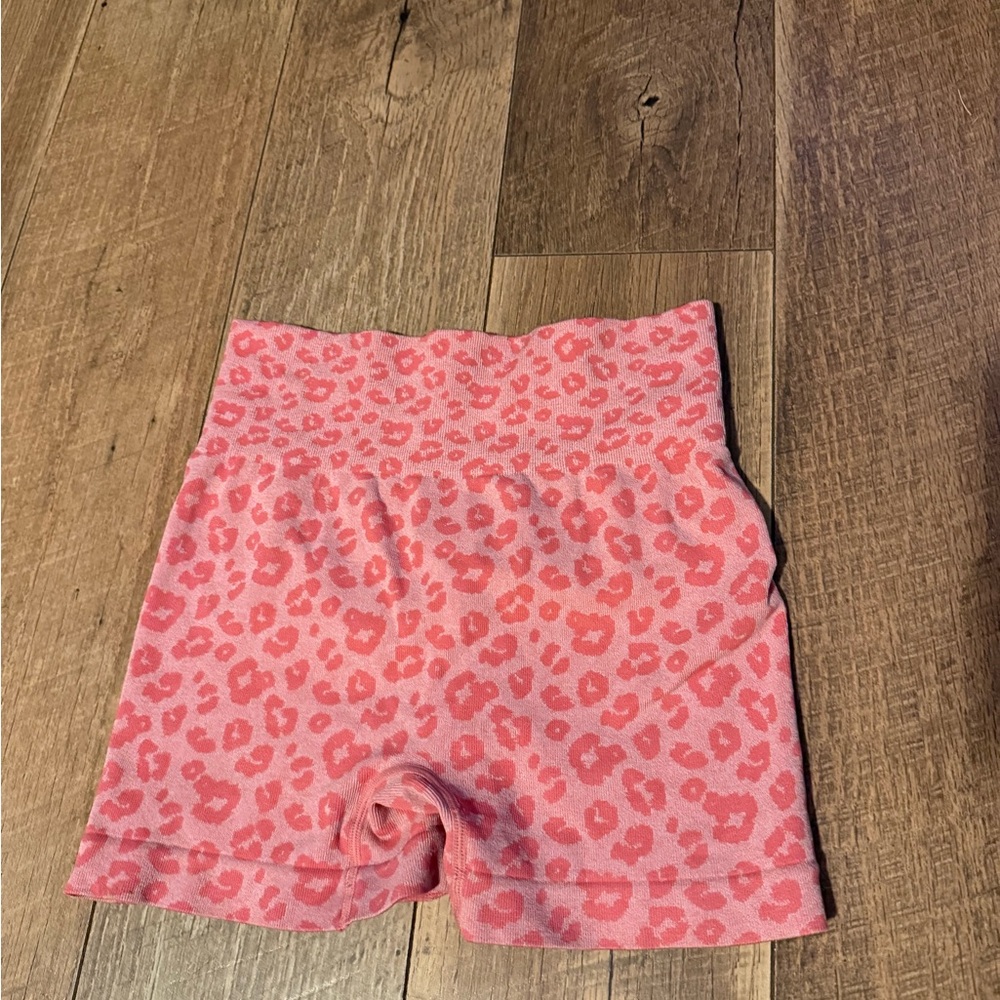 SHEIN Pink Leopard Athletic Shorts